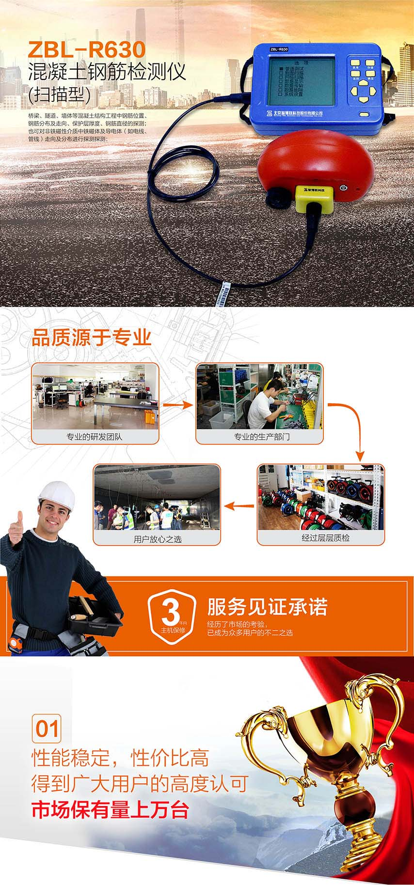 北京智博联ZBL-R630混凝土钢筋检测仪(扫描型)1